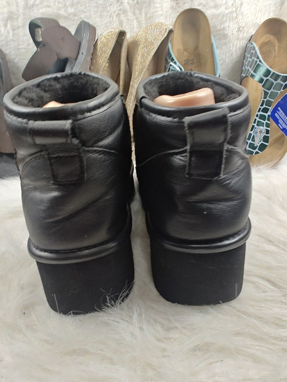 Project Cloud Black Leather Platform Cozy Ankle Boots – Women's Size 9M - Picture 5 of 12